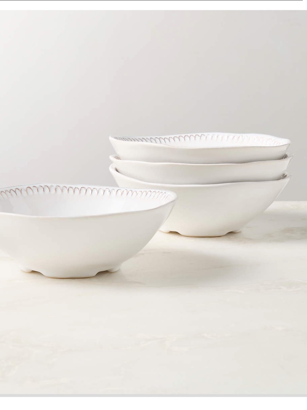 New! 🇮🇹 CB2 White Stoneware Soup Bowl, Set of 4